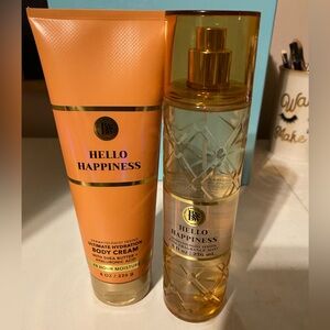 2Pc HELLO HAPPINESS Bath & Body Works Lotion & Spray